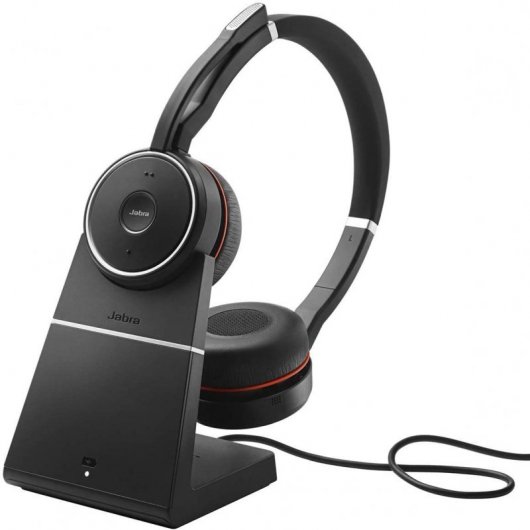 Jabra Evolve 75 MS Bluetooth-Kopfhörer mit Basisstation, Schwarz