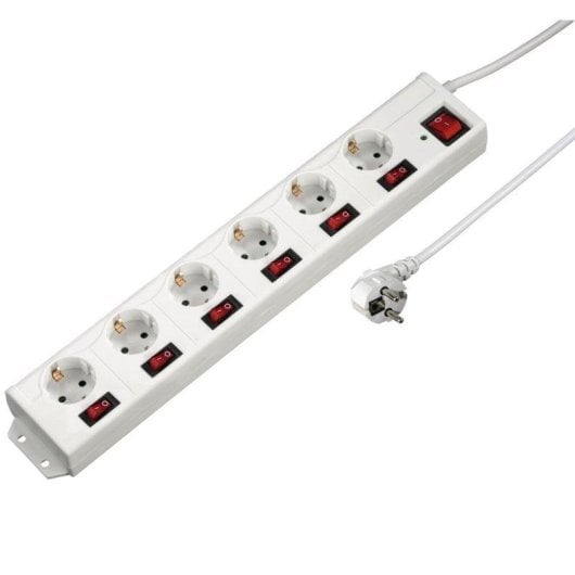 Multiprise Hama 137239 6 Prises Protection Surtension Interrupteurs Indépendants Montage Mural