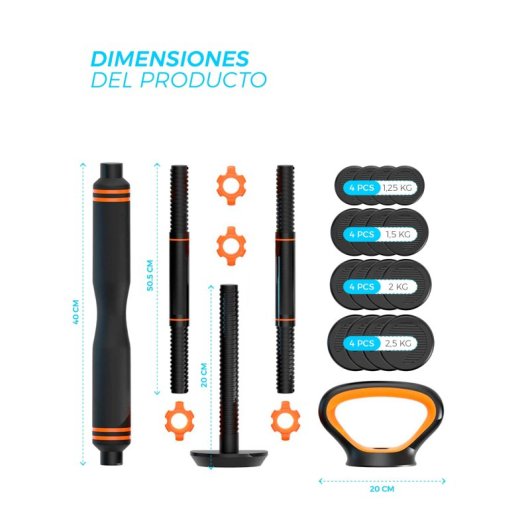 Xiaomi Smart Kit Manubri + Barra + Kettlebell FED 30Kg + Sensore