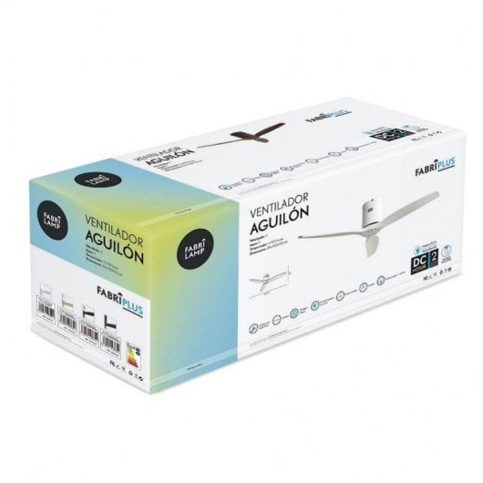 Fabrilamp Aguilon Ventilateur de Plafond et Télécommande 39W Blanc