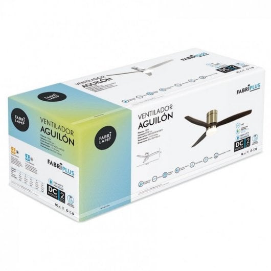 Fabrilamp Aguilon Ventilador de Techo con Luz y Mando 39W Marrón/Roble