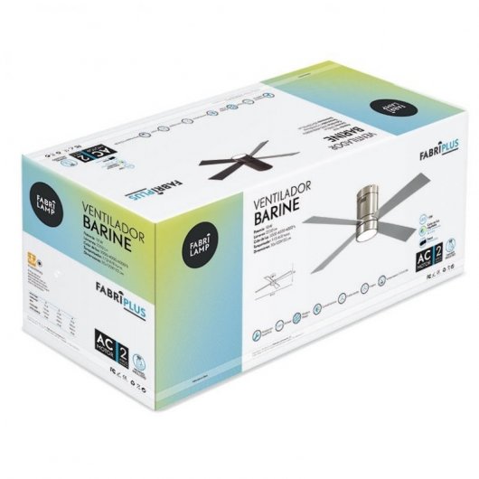 Fabrilamp Barine Ventilador de Techo con Luz y Mando 70W Níquel
