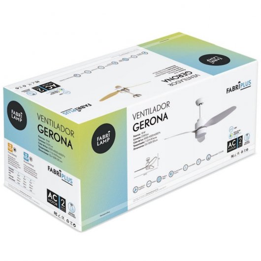 Fabrilamp Gerona Ventilador de Techo con Luz y Mando 70W Blanco