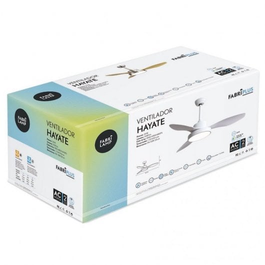 Fabrilamp Hayate Ventilador de Techo con Luz y Mando 70W Blanco