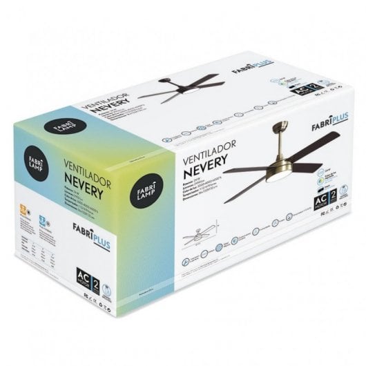 Fabrilamp Nevery Deckenventilator mit LED-Licht und Fernbedienung, Wendeflügel, 65 W, Eiche/Kirsche
