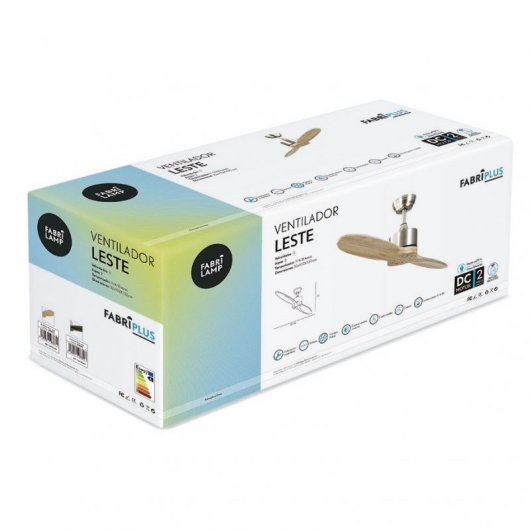 Fabrilamp Leste Ventilador de Techo y Mando 36W Haya