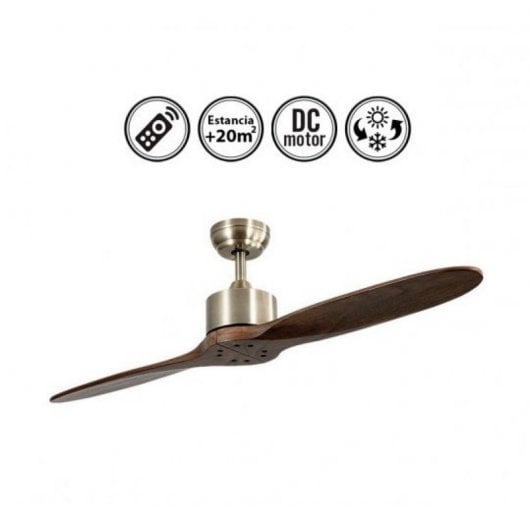 Fabrilamp Leste Ventilador de Techo y Mando 36W Roble