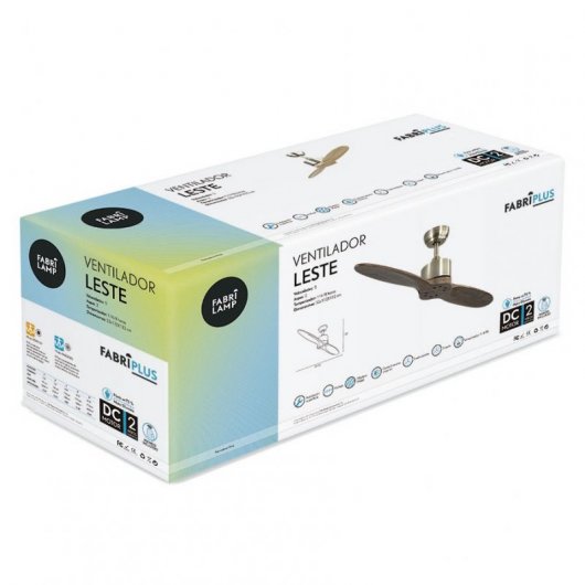 Fabrilamp Leste Ventilador de Techo y Mando 36W Roble