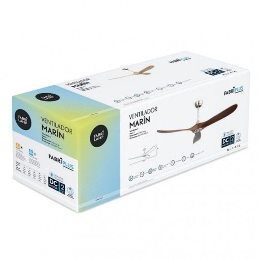 Fabrilamp Marin Ventilador de Techo y Mando 40W Roble