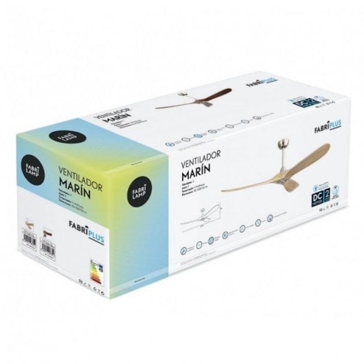 Fabrilamp Marin Deckenventilator und Fernbedienung 40W Buche