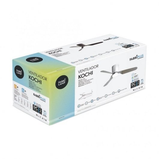 Fabrilamp Kochi Ventilador de Techo con Luz LED y Mando 33W Blanco