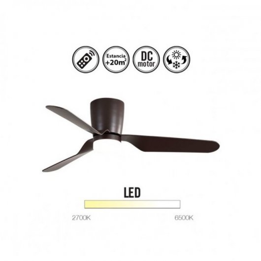 Fabrilamp Kochi Deckenventilator mit LED-Licht und Fernbedienung 33W Braun