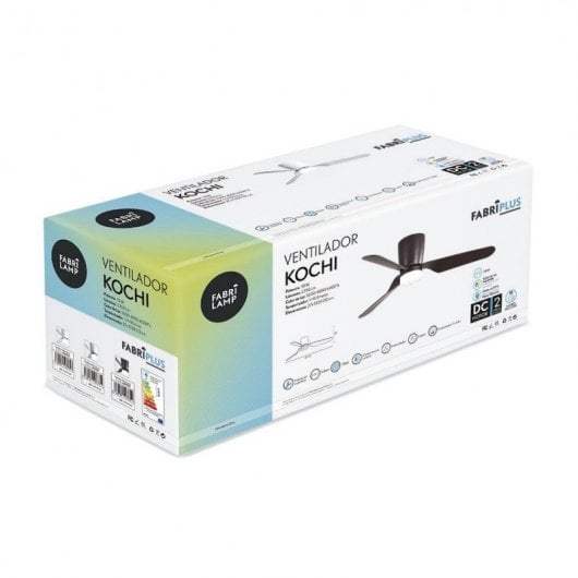 Fabrilamp Kochi Deckenventilator mit LED-Licht und Fernbedienung 33W Braun