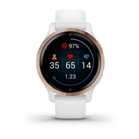 Garmin Venu 2S GPS WiFi 40mm AMOLED Ouro Rosa e Branco Pequeno Resistente Água 5ATM SpO2 Pulsómetro