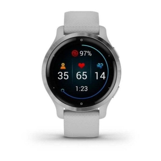 Garmin Venu 2S GPS WiFi NFC 40mm AMOLED Argent Bracelet Silicone Résistance 5ATM SpO2
