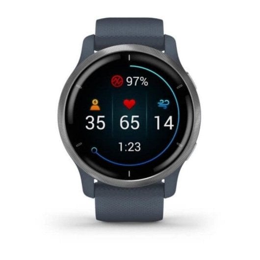 Garmin Venu 2 WiFi Bluetooth GPS NFC 45mm AMOLED Argent Bleu Étanche 5ATM SpO2