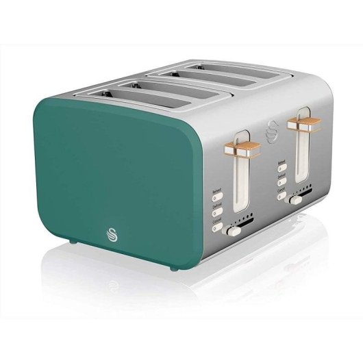 Swan Nordic Broodrooster 4 Brede Sleuven 1500W 6 Bruiningsstanden Groen