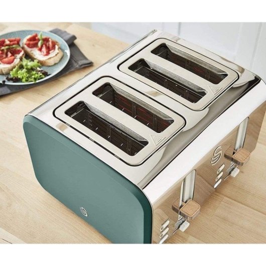 Swan Nordic Broodrooster 4 Brede Sleuven 1500W 6 Bruiningsstanden Groen