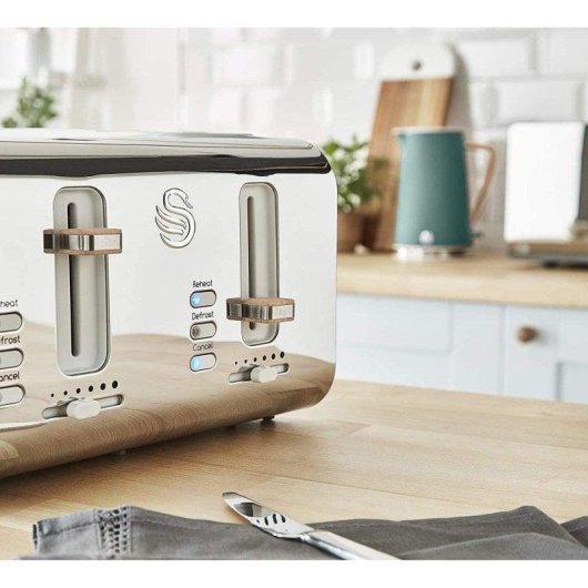 Swan Nordic Broodrooster 4 Brede Sleuven 1500W 6 Bruiningsstanden Groen
