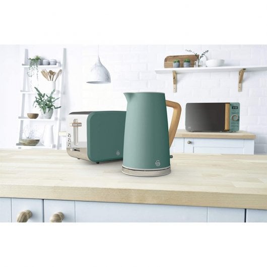 Swan Nordic Set Pequeno Almoço Fervedor de Água + Torradeira 2 Torradas Verde