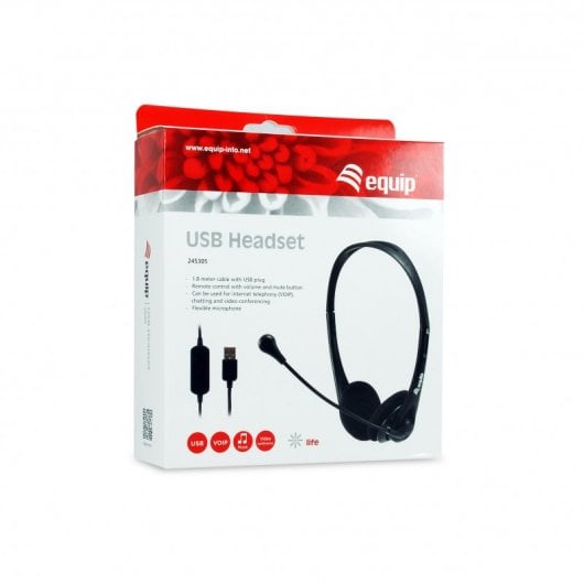 Equip 245305 Kopfhörer & Headset Kabelgebunden Kopfband Büro/Callcenter USB Typ-A Schwarz