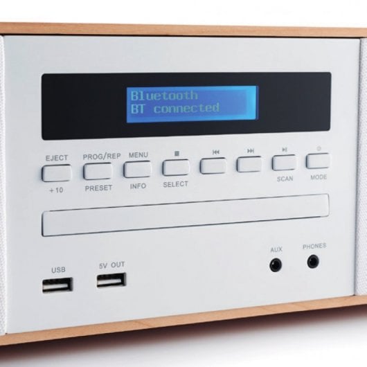 Thomson MIC201IBT Micro Hi-Fi Bluetooth com Reprodutor de CD/Rádio/MP3/USB/Carregador de Indução Madeira e Branco
