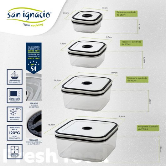 San Ignacio Diva Batería de Cocina 8 Piezas + 4 Fiambreras + 3 Utensilios