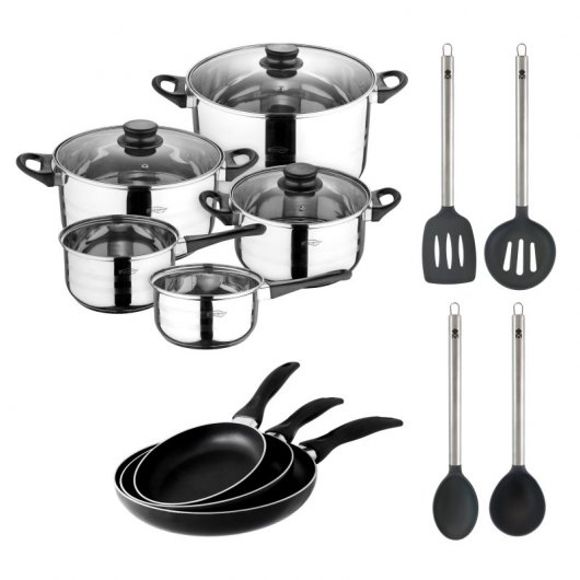 San Ignacio Masterpro Batería de Cocina 8 Piezas + Set 3 Sartenes + 4 Utensilios