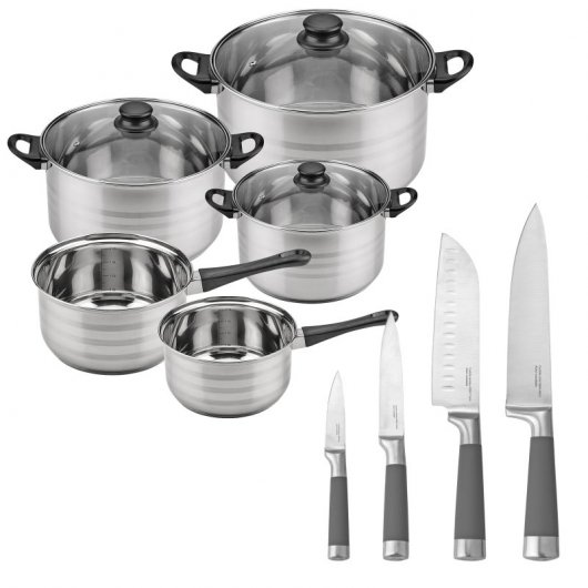 San Ignacio Masterpro Batería de Cocina 8 Piezas + Juego de Cuchillos