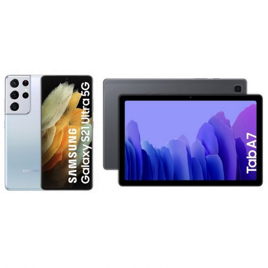 Samsung Pack Galaxy S21 Ultra 5G 256GB 6,8'' Prateado + Galaxy Tab A7 10.4" 32GB WiFi Cinzento