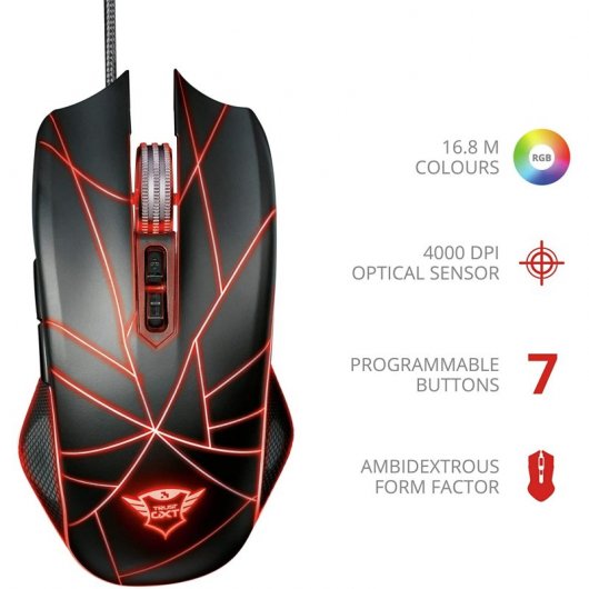 Trust GXT 160 Ture RGB Ratón Gaming 4000 DPI