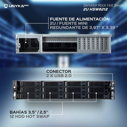 Serveur rack UNYKAch HSW6212 2U 12 baies Hot Swap
