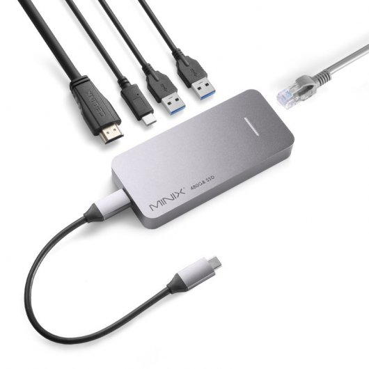 Minix Neo Storage Plus Hub USB-C Multiporta com 480GB SSD Cinzento para Apple MacBook