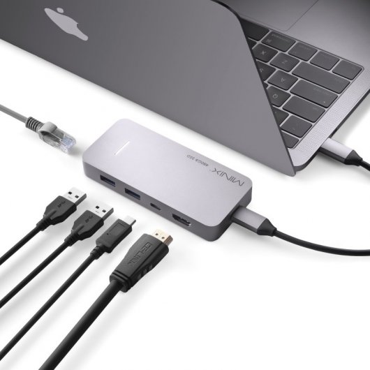 Minix Neo Storage Plus Hub USB-C Multiporta com 480GB SSD Cinzento para Apple MacBook