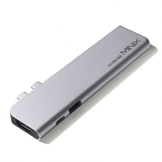 Minix Neo Storage Pro Hub USB-C Multipuerto con 480GB SSD Gris para Apple MacBook