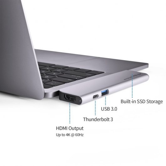 Minix Neo Storage Pro Hub USB-C Multipuerto con 480GB SSD Gris para Apple MacBook