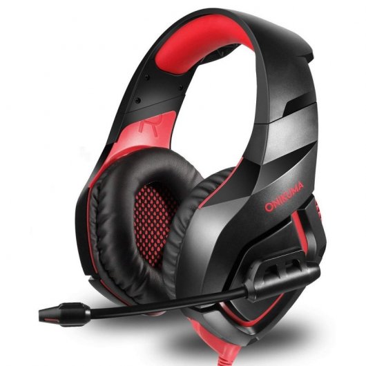 Onikuma K1-B Auriculares Gaming Negro/Rojo