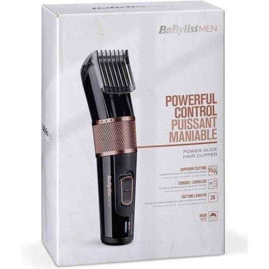 Tondeuse BaByliss E974E Power Glide Sans-fil 0,5-25 mm Acier inoxydable