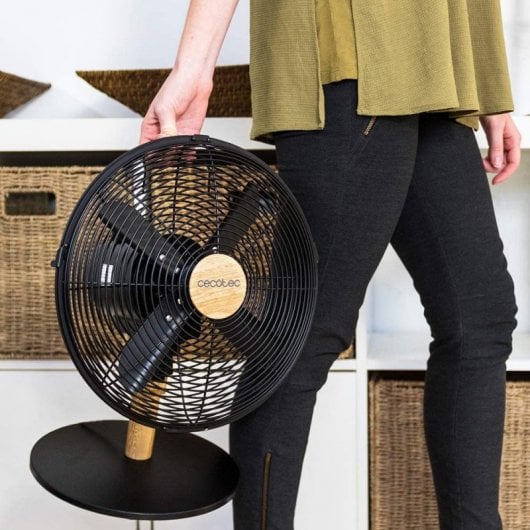 Ventilatore da Tavolo Cecotec EnergySilence 560 WoodDesk 45W 4 Pale 3 Velocità Silenzioso Oscillante