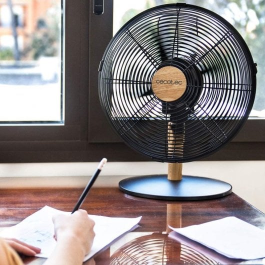 Ventilatore da Tavolo Cecotec EnergySilence 560 WoodDesk 45W 4 Pale 3 Velocità Silenzioso Oscillante
