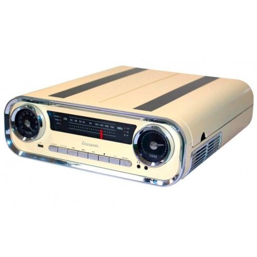 Plattenspieler Lauson 01TT17 10W Bluetooth Riemenantrieb Vinyl AUX FM Beige Vintage