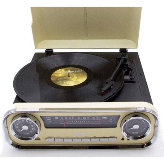 Plattenspieler Lauson 01TT17 10W Bluetooth Riemenantrieb Vinyl AUX FM Beige Vintage