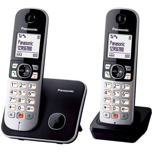 Panasonic KX-TG6852SPB Duo Teléfonos Inalámbricos Negros