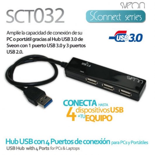 Sveon SCT032 Hub USB 1x USB 3.0 + 3 USB 2.0