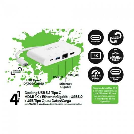 Sveon SCT504 Hub USB-C/USB 3.1/HDMI 4K/RJ45