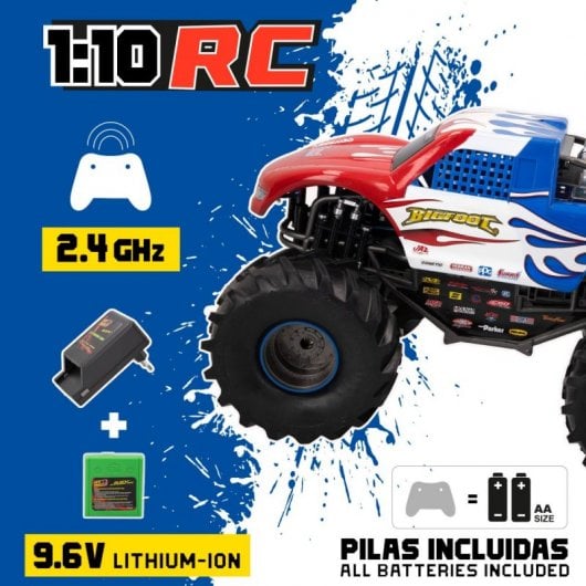 New Bright Monster Truck Coche Eléctrico 4x4 Azul/Rojo