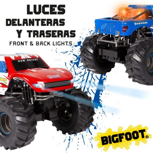 New Bright Monster Truck Coche Eléctrico 4x4 Azul/Rojo
