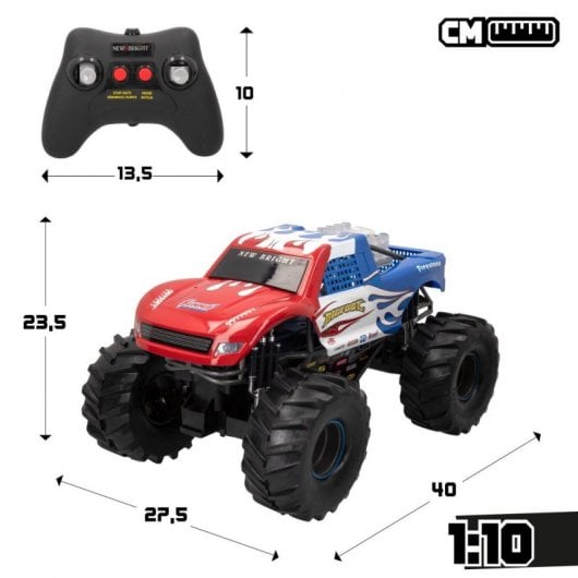 New Bright Monster Truck Coche Eléctrico 4x4 Azul/Rojo