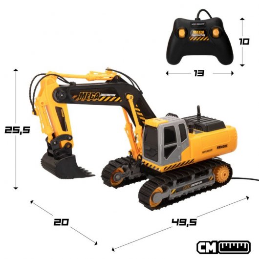 New Bright Mega Excavator Excavadora Eléctrica Amarilla