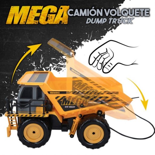New Bright Mega Dump Truck Camión Eléctrico Amarillo